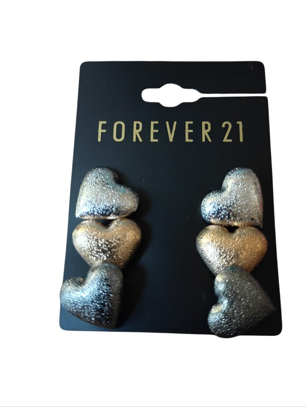 Fashion Jewelry Silver Tone Triple Heart Stud Earrings